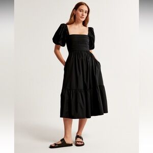 A&F Emerson Poplin Puff Sleeve Midi Dress
